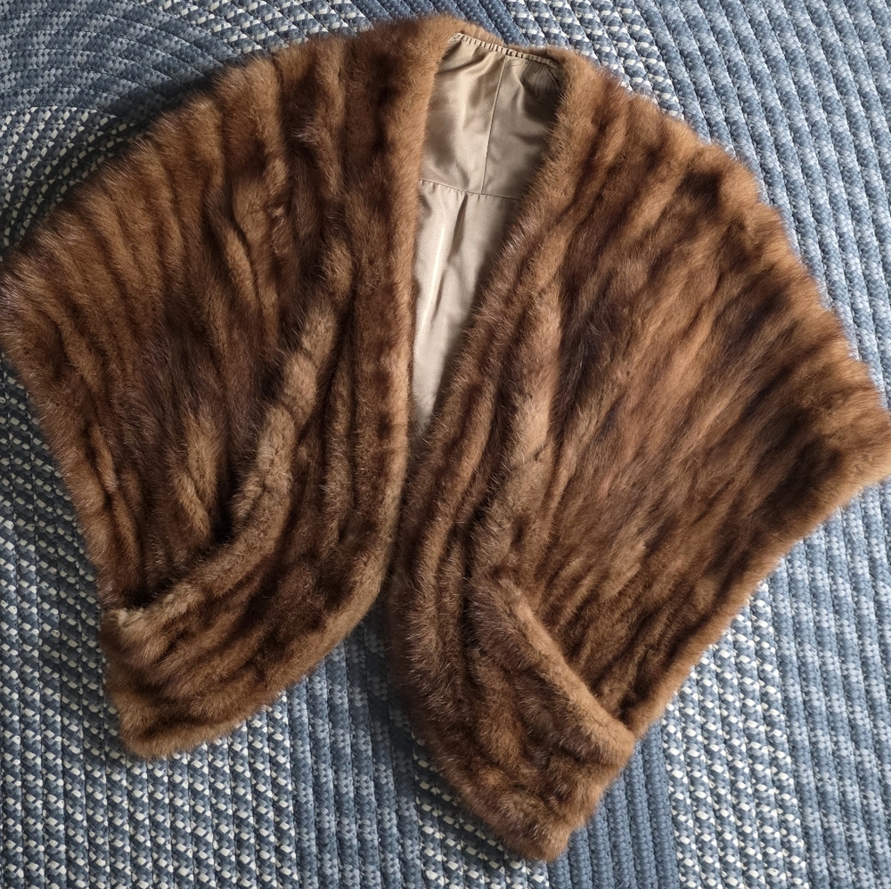 Mink Fur Shawl, With Pockets